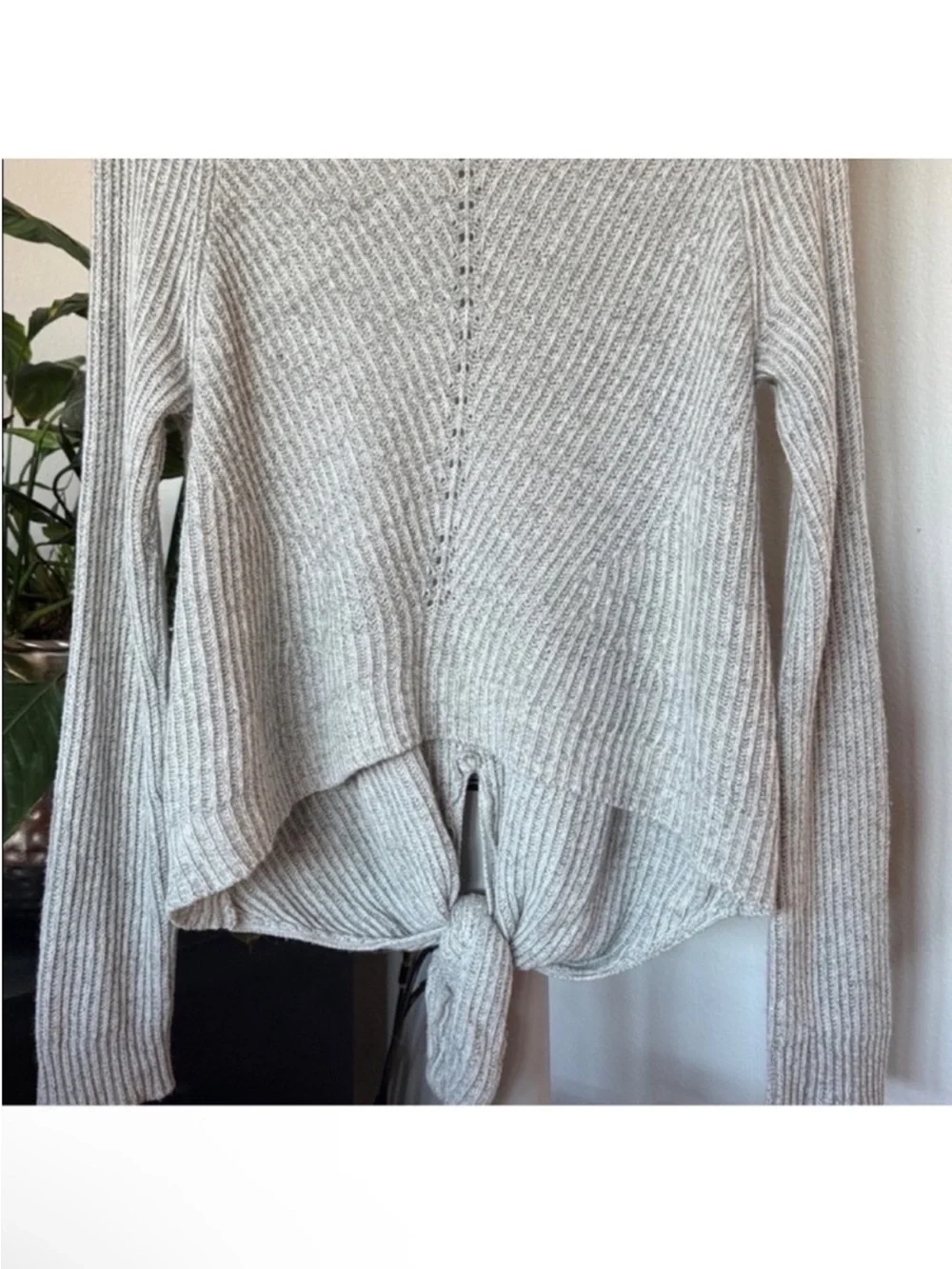 Anthropologie Moth Ribbed Knit Turtleneck Sweater Sz XS Tie Front
